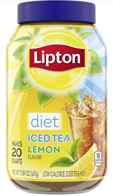 Lipton Diet Iced Tea Lemon Flavor Makes 20 Quarts Glass Packaging EXP 05/2025