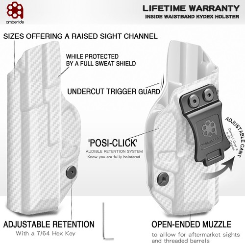 Amberide IWB / OWB KYDEX Holster Fit:Glock 26 Gen3-5 & Glock 27/33 Gen3-4 Pistol - Picture 12 of 96