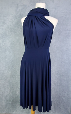 halter mini dress blue Metallic Knit Halter Mini Dress main image 1
