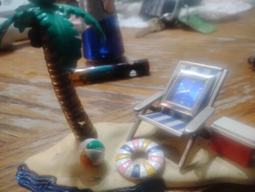 Rare Beach Chair Clock Miniatures with Ice Cooler