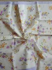 Vtg Floral Fashion Scarf White Purple Square 26" Neck Head Business Work Lady