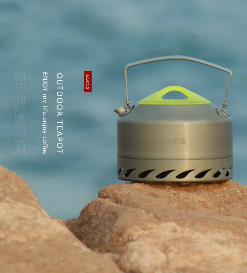 ALOCS Portable Water Kettle Teapot Coffee Pot 0.9L Camping Hiking Aluminum Alloy - Image 3 of 4