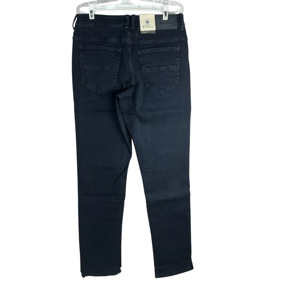 Pantalones de mezclilla Ben Sherman para hombre calce recto 30W 34L mezcla de algodón elástico lavado oscuro Foto 2 de 4
