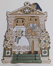 Vintage St Andrew's Abby Glazed Tile Wedding Wall Plaque - Bride & Groom 9.5"x7"
