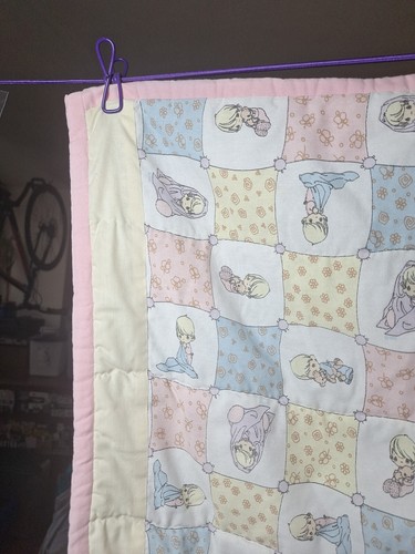 Vtg Precious Moments Square Unisex Baby Quilt Handmade from Kit 43" x 40 1/2" - Picture 3 of 24