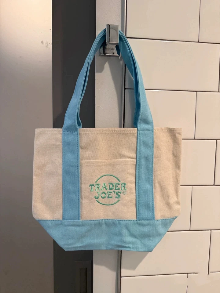 NEW TRADER JOE'S MINI PASTEL BAG TOTE LIMITED EDITION - PINK PURPLE BLUE GREEN - Image 4 of 4