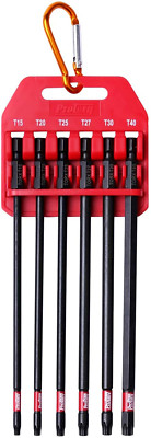 Long Impact Bit Set, T15-T40 TORX 6-Inch Length 6-Piece Industrial Strength 1/4''