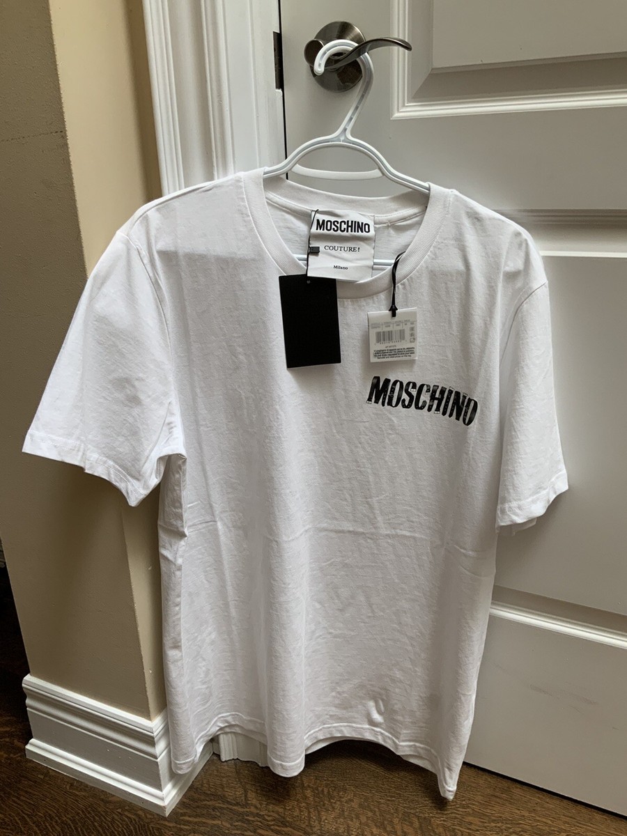 Tシャツ・カットソー MOSCHINO COUTURE Men T-shirt White 07060241 1001 Stretch jersey t-shirt with logo | Moschino