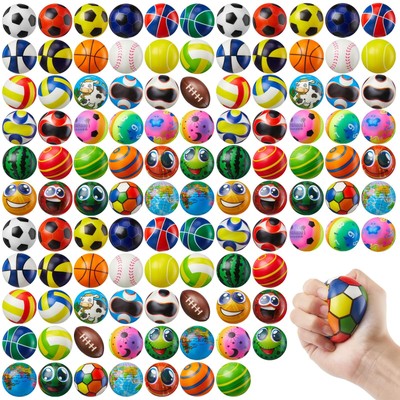 Yunsailing 108 Pcs Mini Stress Balls Bulk 2.4'' Sensory Fidget Ball Treasure ...