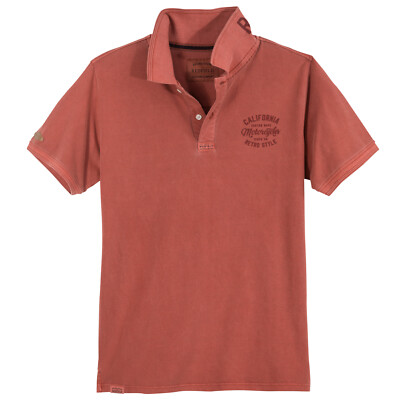 Redfield Poloshirt Vintagelook Übergröße ziegelrot