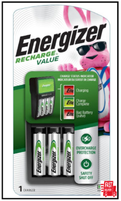 Energizer Rechargeable AA and AAA Battery Charger with 4 AA NiMH Batteries