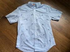 St. John's Bay Size M Men's Blue Short Sleeve Button Up Palm Tree Shirt - 013