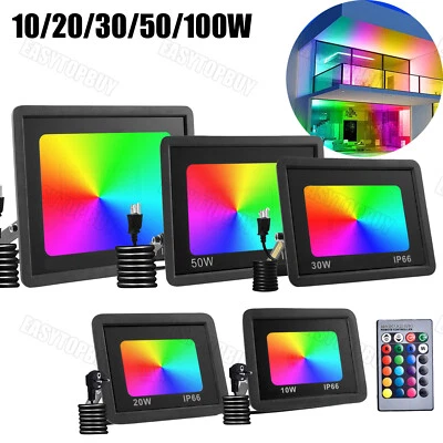 WOWSPEED Proyector LED RGB 10W - 100W con enchufe cambio de color proyector con control remoto DHL