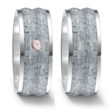 Titanfactory Titan Trauringe 52559 mit Carbon 1 Brillanten ges. 0.02 ct. w/si
