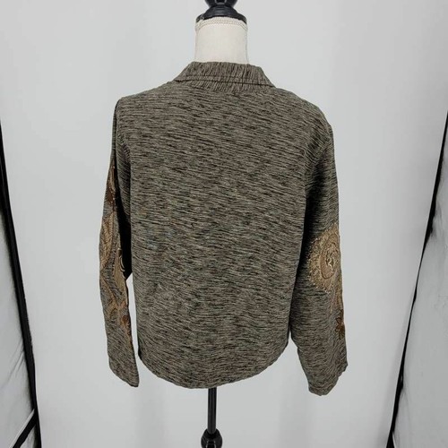 Tantrums Collection Giacca Donna Marrone Nero Misto Seta Foderata con Bottoni Applique L - Foto 2 di 8