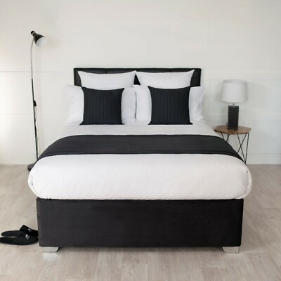 Deep Fit Diwan Bettgestell Wickel Volant in schwarz Wildlederimitat alle Größen 48 cm