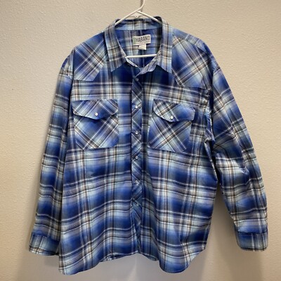 Haband Western Pear Snap Long Sleeve Button Up Shirt  Blue Men s Size 2XL