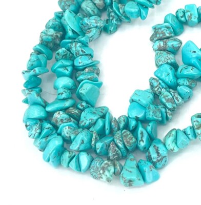 Blue Turquoise Nugget Chip Beads 16'' 