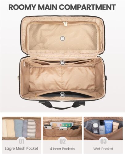 Travel Duffle Bag Weekender Women Carry On Airplanes Yoga Gym Wet Pocket 3Pcs - Picture 3 of 6
