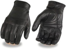 Mens Motorcycle Perforated Flex Knuckle blk T...