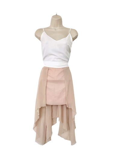 BNWT Lipsy UK 14 Short Pencil Skirt with Mesh Overlaying - Picture 4 of 15
