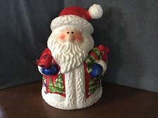 Santa Claus Christmas Cookie Jar ~ Home Interior 2004 ~ with Red Bird ~ Cardinal