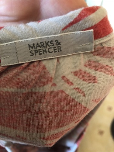 M&S Marks & Spencer Pre Loved Red Grey Cotton 3/4 Sleeve Ladies Top UK Size 10 - Picture 10 of 11