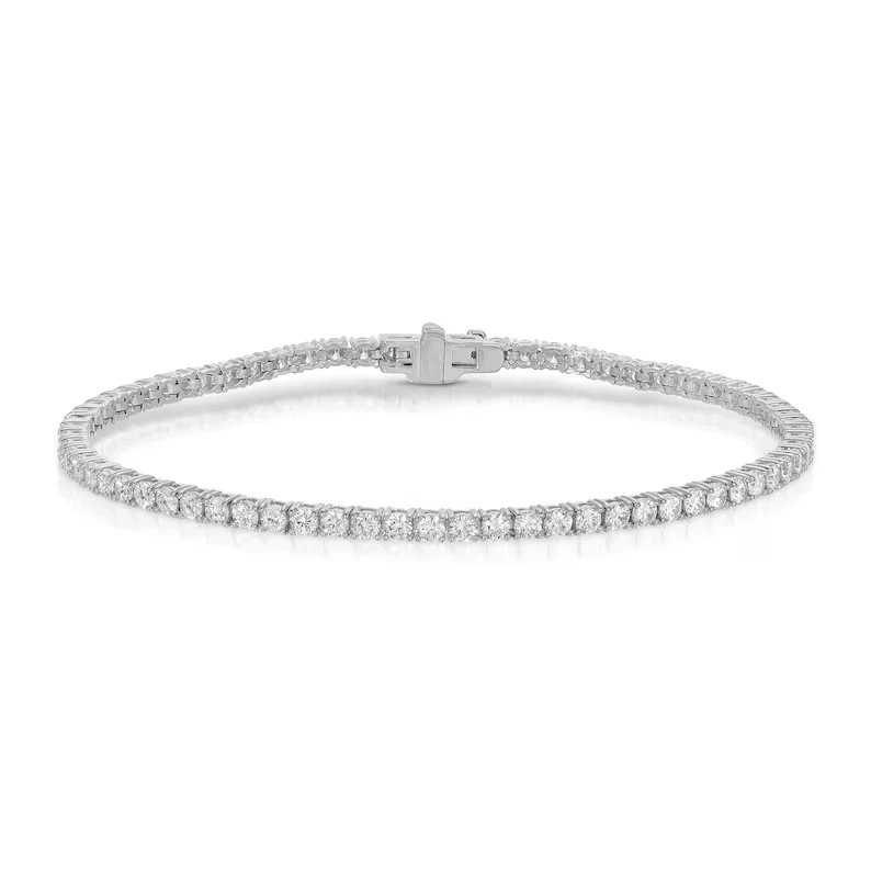 In 10k White Gold 3.70CT Round Lab Grown Diamond Tennis Bracelet For Valentine - Image 3 of 4