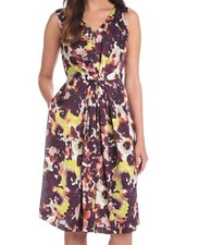 Jones New York Concord Floral Print V-Neck Burst Pleat Dress w/Pockets - $139