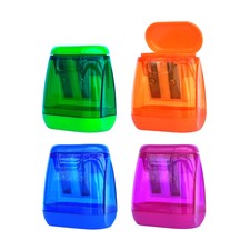 Pencil Sharpener, 4 PCS Dual Holes Pencil Sharpeners Manual with Lid, Colored...