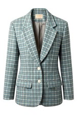 Vintage Pendleton USA Virgin Wool Plaid Blazer Turquoise Cream Womens 6 EUC