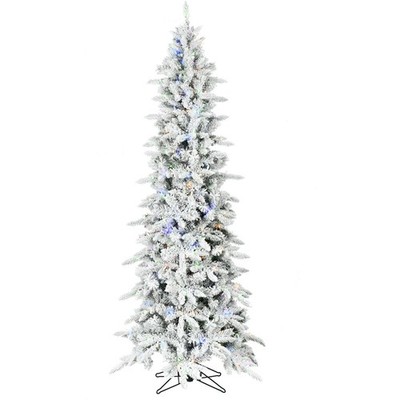 7.5-Ft. Slim Mountain Pine Flocked Artificial Christmas Tree with Dual Multic...