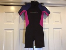 Goldfin Youth Sz 10 Shorty/Springsuit Neoprene Children Wetsuit Black Blue/Pink