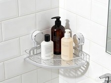 Suction Cup Corner Shower Caddy, Shower Caddy Basket Powerful Suction Bathroo...