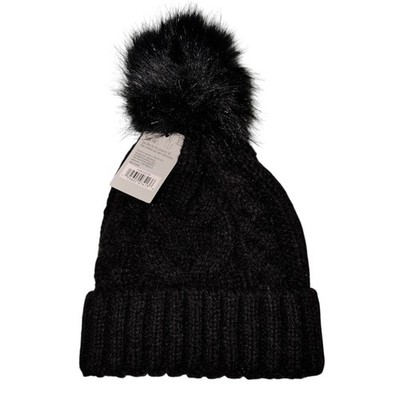 Women's Pom Hat West Loop Black One Size Fits Most Polyester - NEW