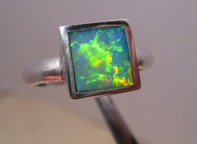 Opal Inlay Ring, Sterlingsilber, Größe 6 3/4, keine Größenänderung
