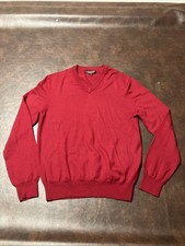 Express Design Studio Men  s M 100 Italian Merino Wool V-Neck Light Sweater
