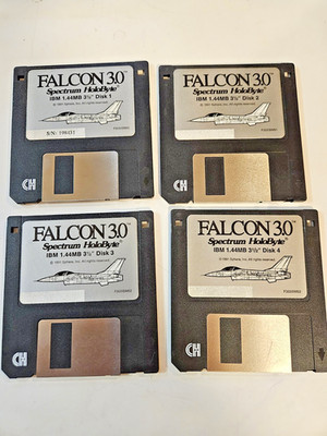 Falcon 3.0 1991 Spectrum Holobyte 3.5'' Floppy 4 discs