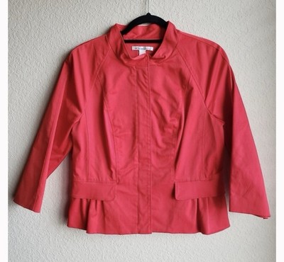 Unique Red Jacket Short Pleated Zipped Lined 3/4 Sleeve Size 6 NEW Adorable 