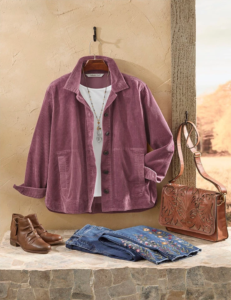 Chaqueta Camisa Coldwater Creek Braeburn Pana 4 Colores Disponibles Foto 3 de 4