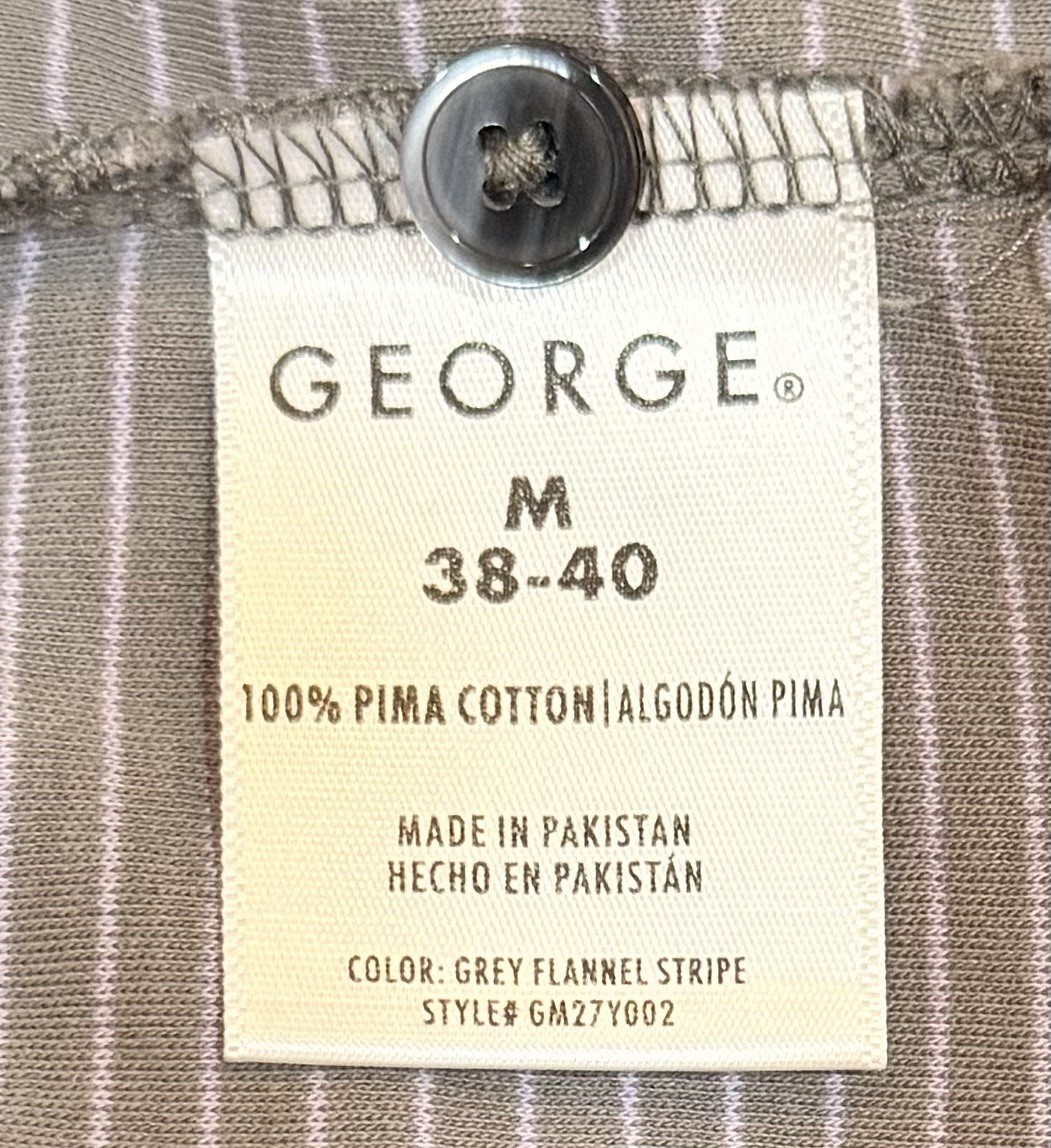George Mens Lt Gray Striped Stretch Cotton Polo Shirt Sz Med Short Sleeves image 4