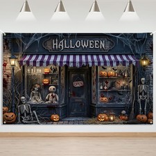 Mocsicka Halloween Backdrop Banner Scary Shop Photo black