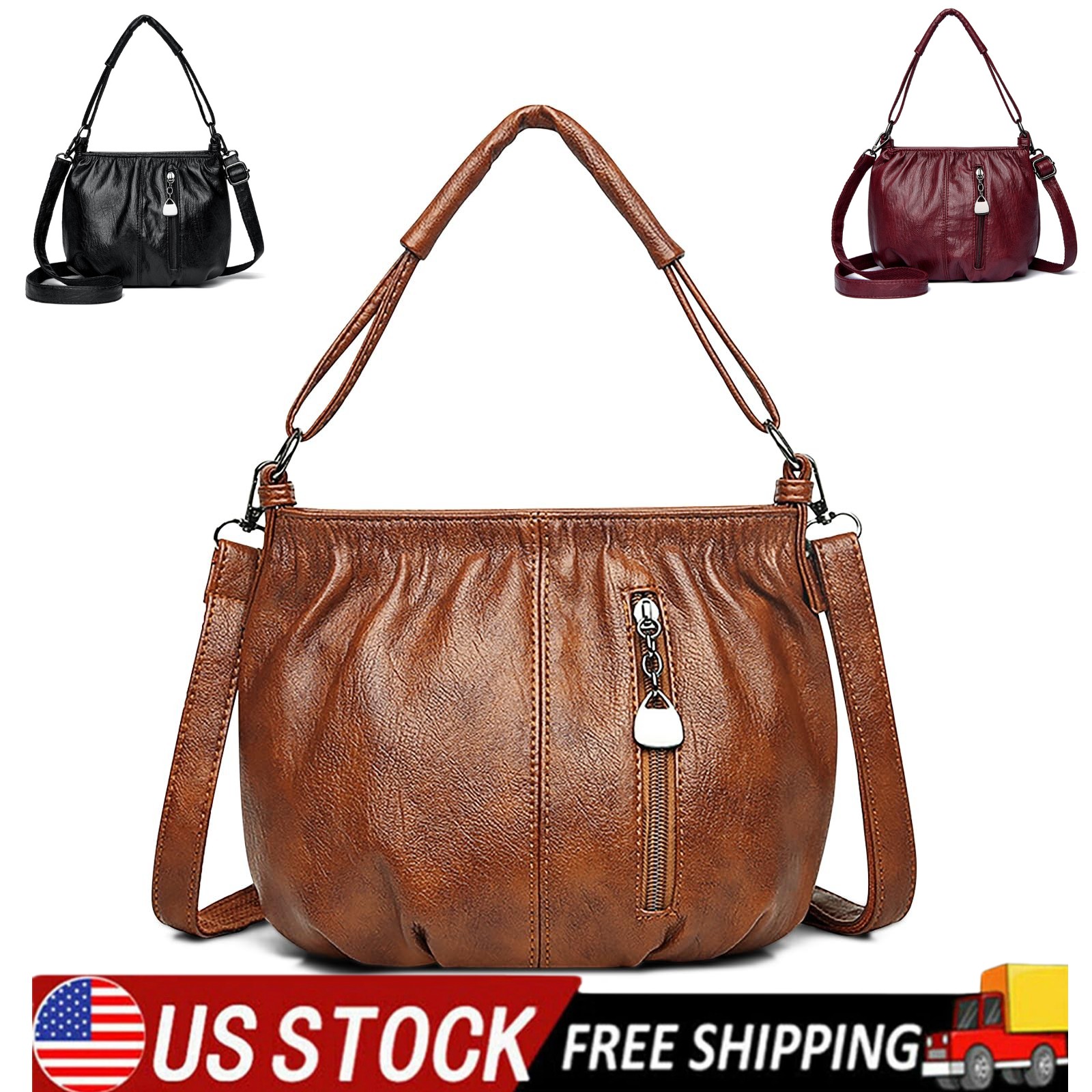 Shoulder Bag for women, Leather Crossbody Bag Tote Bag for Women Ladies Zippe-image