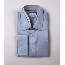 Charles Tyrwhitt Puppytooth Dress Shirt Sky Blue 17.5/36 Slim Fit NWT