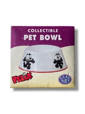 Vintage 1999 Felix The Cat Ceramic Pet Bowl Clay Art San Francisco Hand Painted
