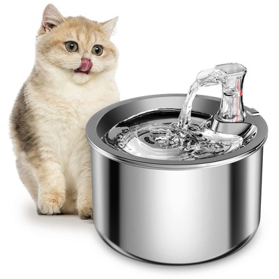 Homtyler Cat Water Fountain, Stainless Steel Inside Ultra-quiet Pump, 