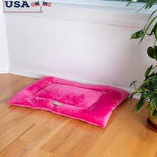 Dog Bed Mat Plush Velvet Machine Washable Rectangular Crate Pad Comfort Large US