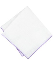 Tommy Hilfiger Mens Linen Pocket Square White Purple Lilac Tipped