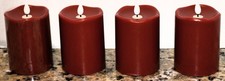 Set of 4 Red LED Flameless Pillar Candles - Battery Operated