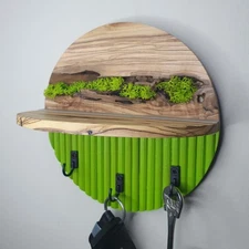 Green Colour KEY HOLDER for Wall Shelf, Key Organizer, Olive Wood Key Holder